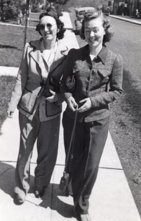 Sally Holt and Miss Meek, maybe 1942